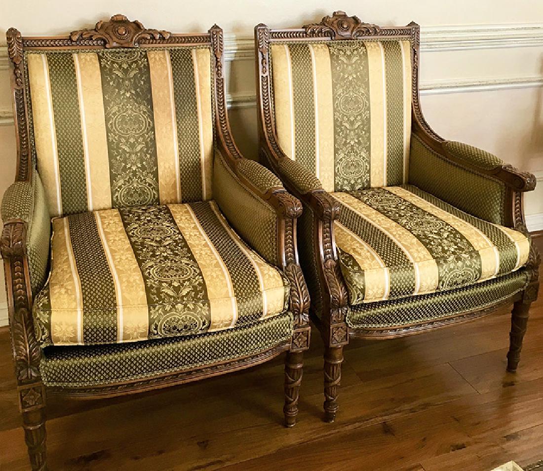 Pair of Beautifully Carved "Bergere" Armchairs (1 of 9)