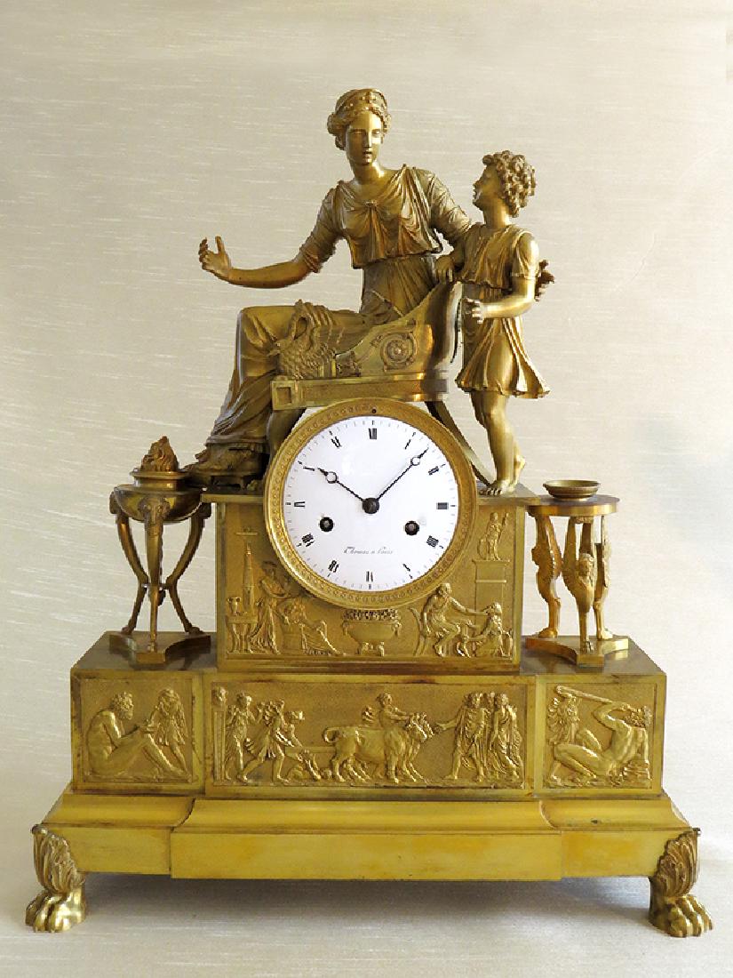 Large 21"H Fine French Empire Gilt Bronze Ormolu Clock (1 of 10)