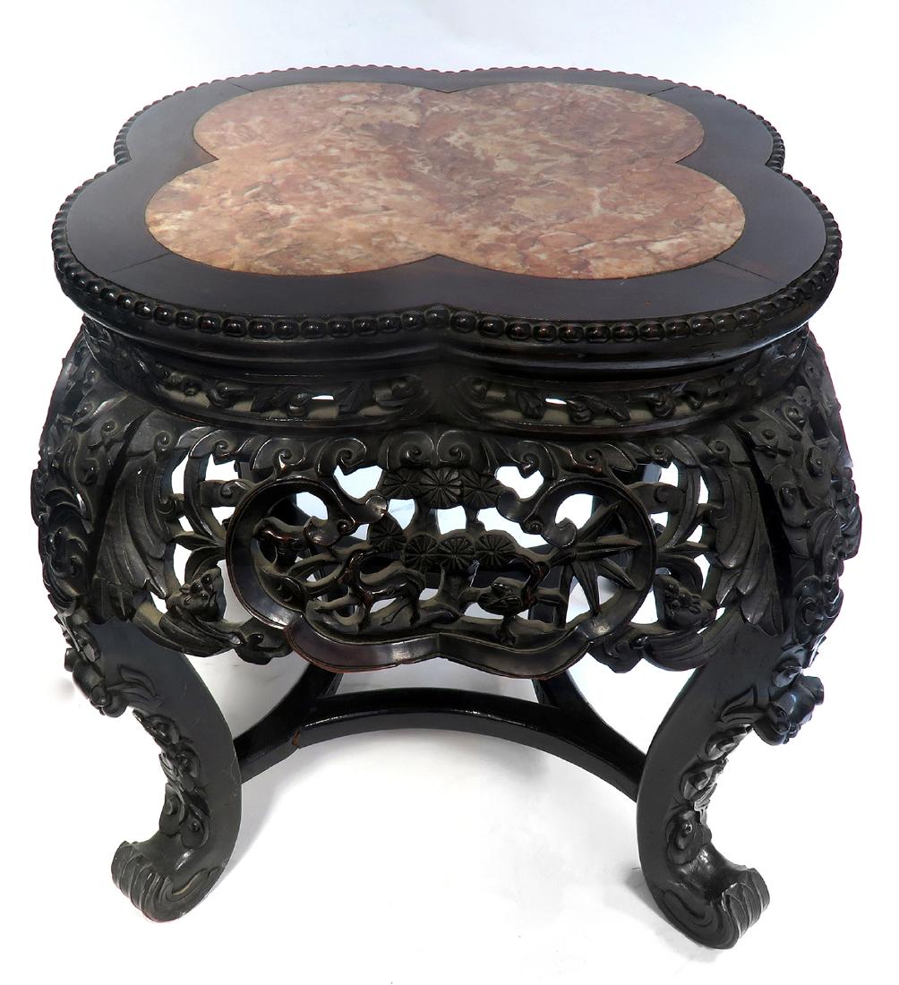 19th C. Chinese Wood & Marble Stand/Coffee Table (1 of 4)