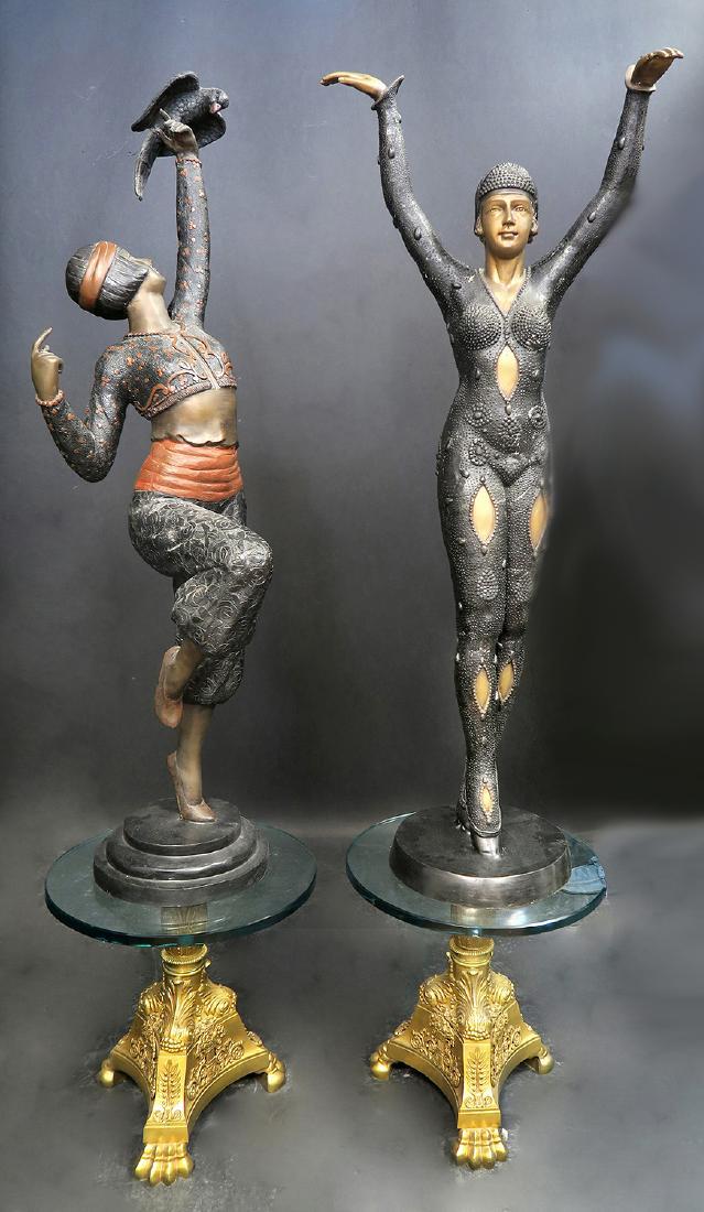 PAIR OF LARGE ART DECO DOURGA BRONZE CHIPARUS STYLE 53" (1 of 11)