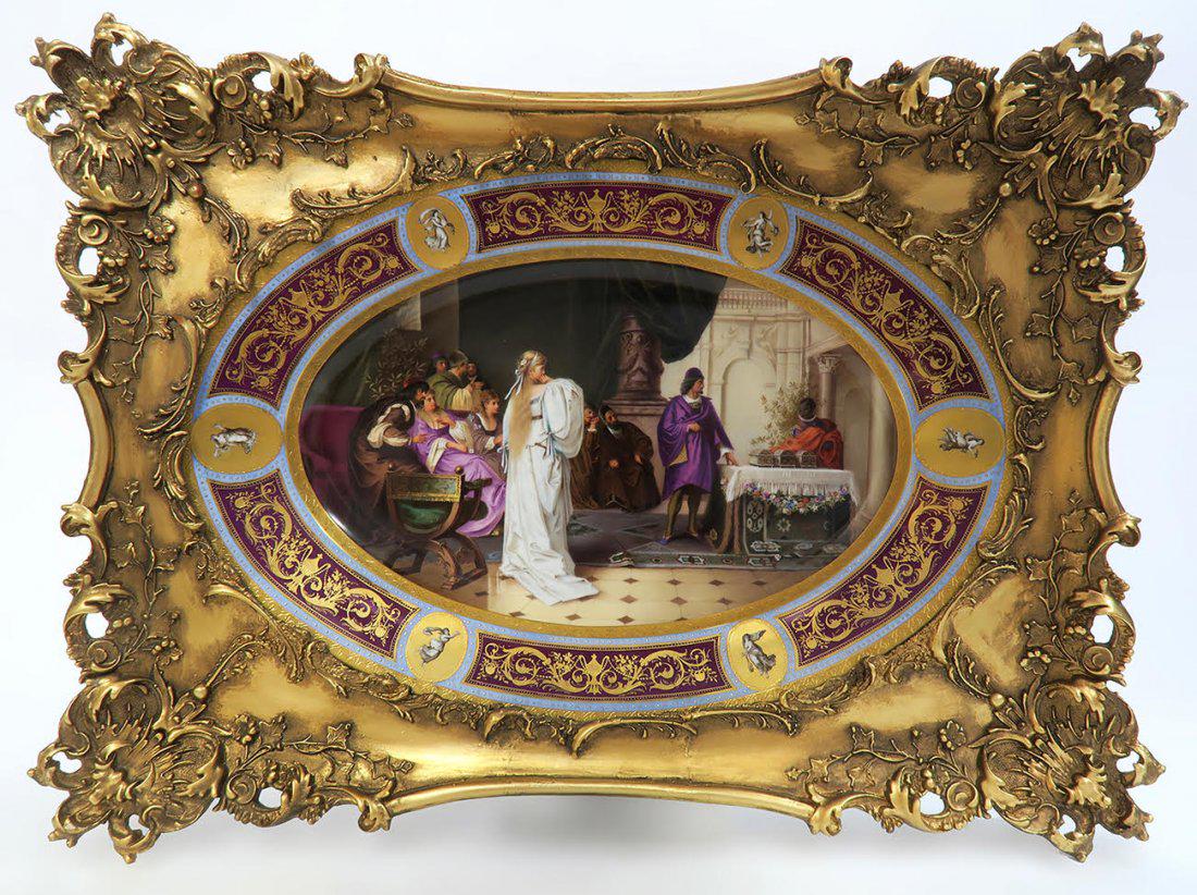 Large Framed Hand Painted Royal Vienna Porcelain Plate (1 of 5)