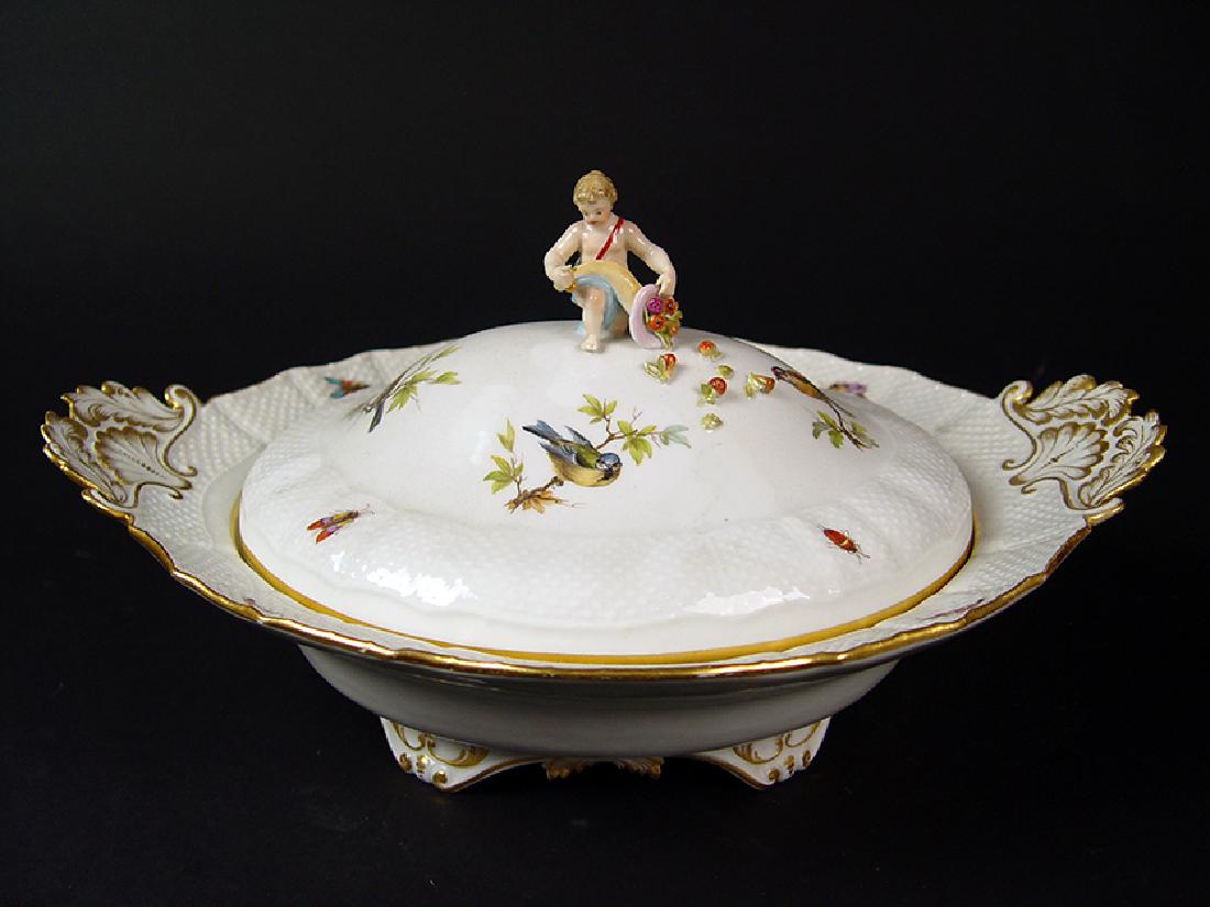 19th C. German "Meissen" Hand Painted Porcelain Tureen (1 of 7)