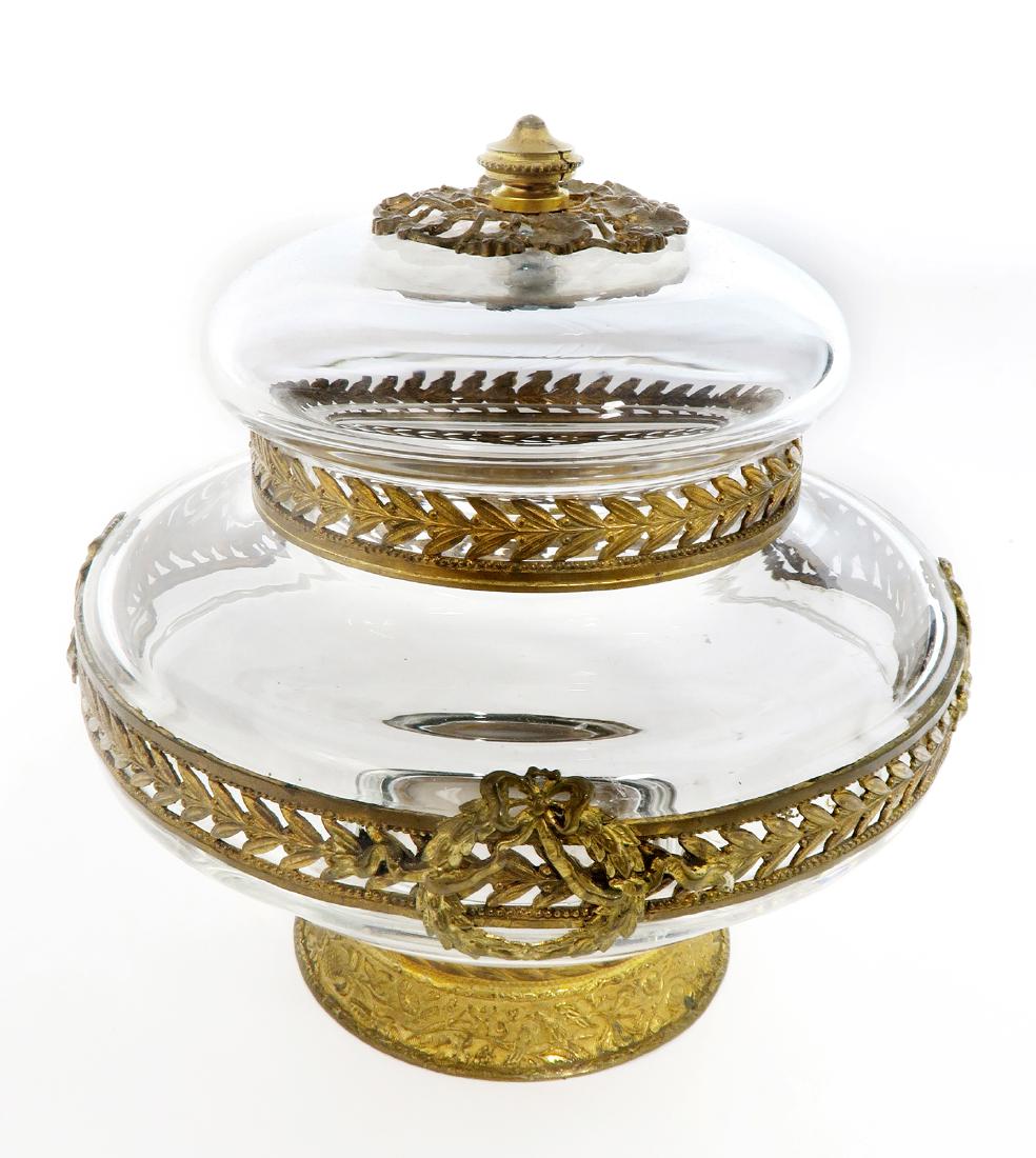 19th C. Baccarat Crystal & Bronze Candy Lidded Bowl (1 of 3)