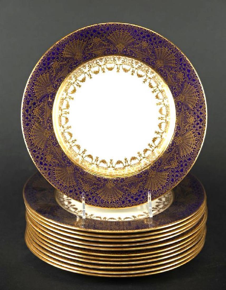 12 Lenox Plates with Gilt and Cobalt Blue (1 of 2)