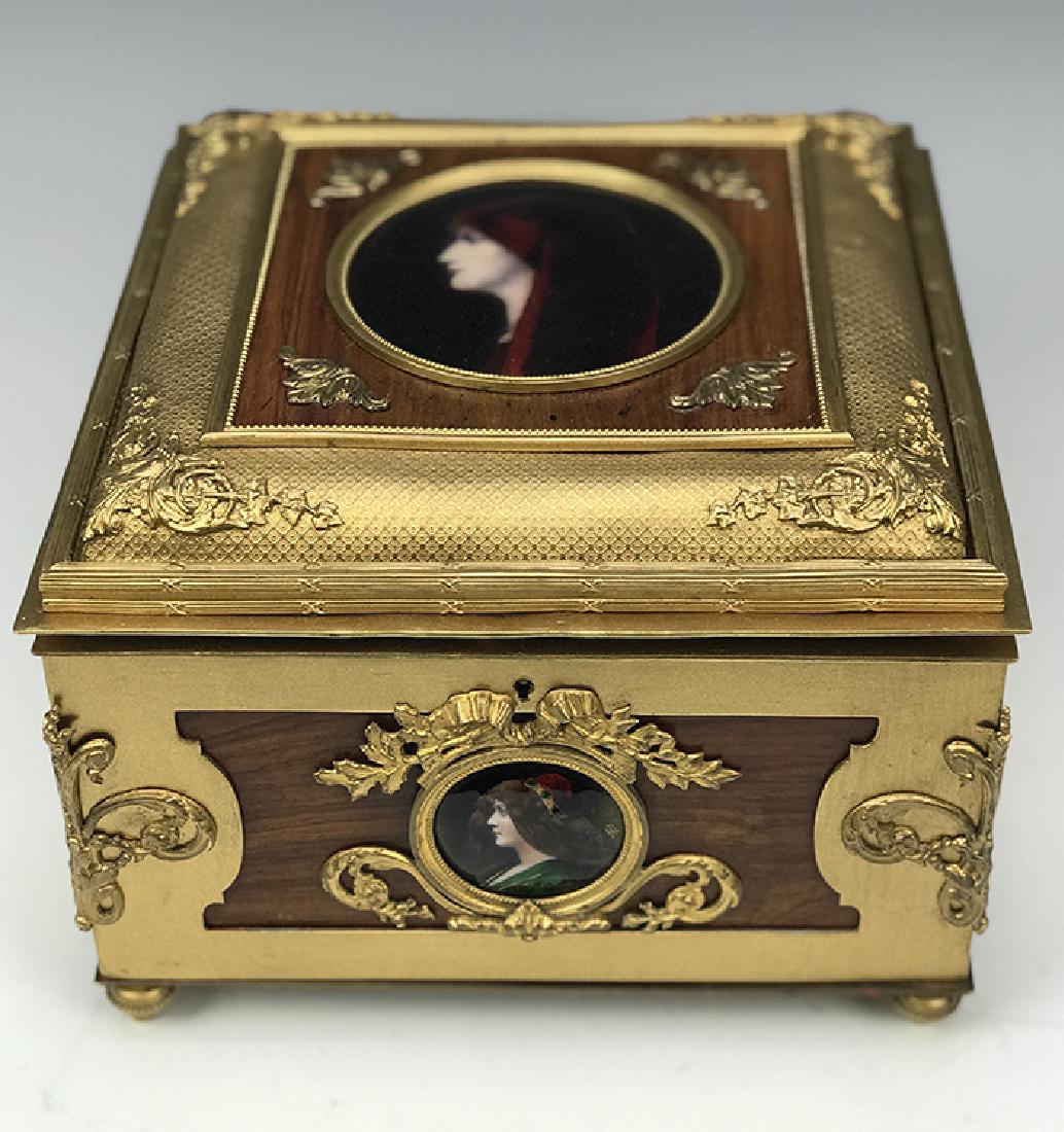 Large French Bronze & Enamel Jewelry Box, 19th C. (1 of 6)