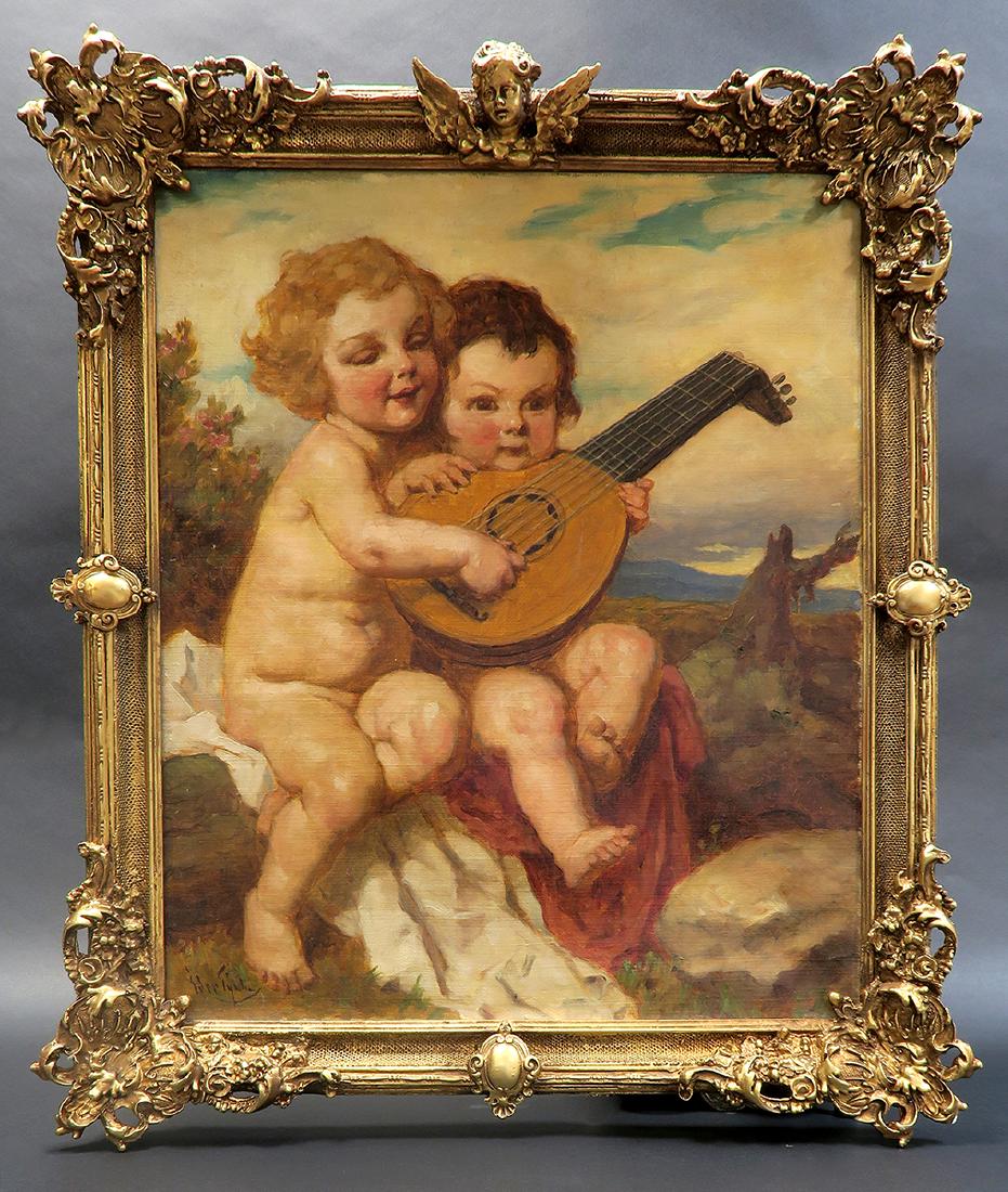 19th C. Framed French Painting Oil on Canvas (1 of 5)