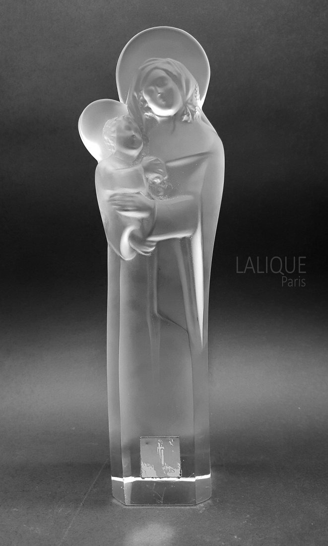 Vintage LALIQUE Signed Madonna/Son 13" Crystal Figurine (1 of 16)