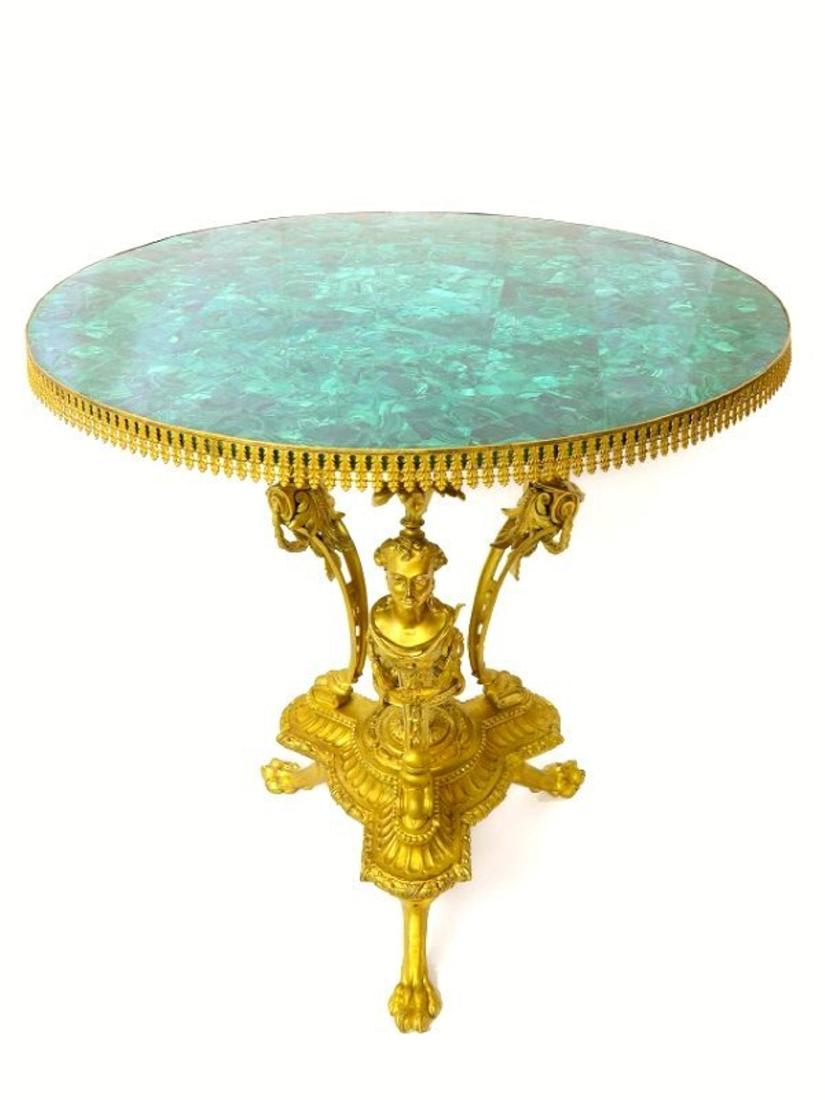 19th C. French Figural Bronze & Malachite Center Table (1 of 6)