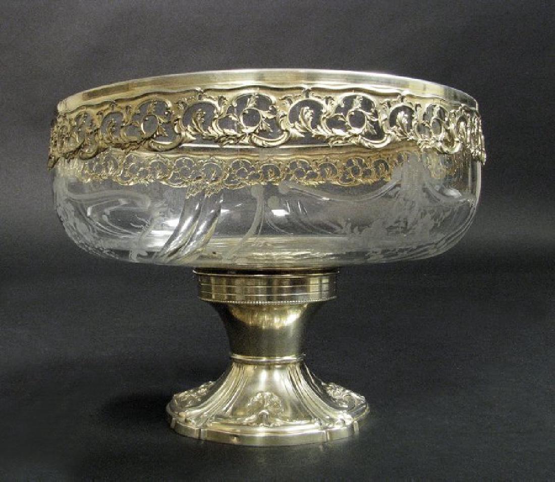 19th C. German Silver and Baccarat Crystal Tazza (1 of 9)