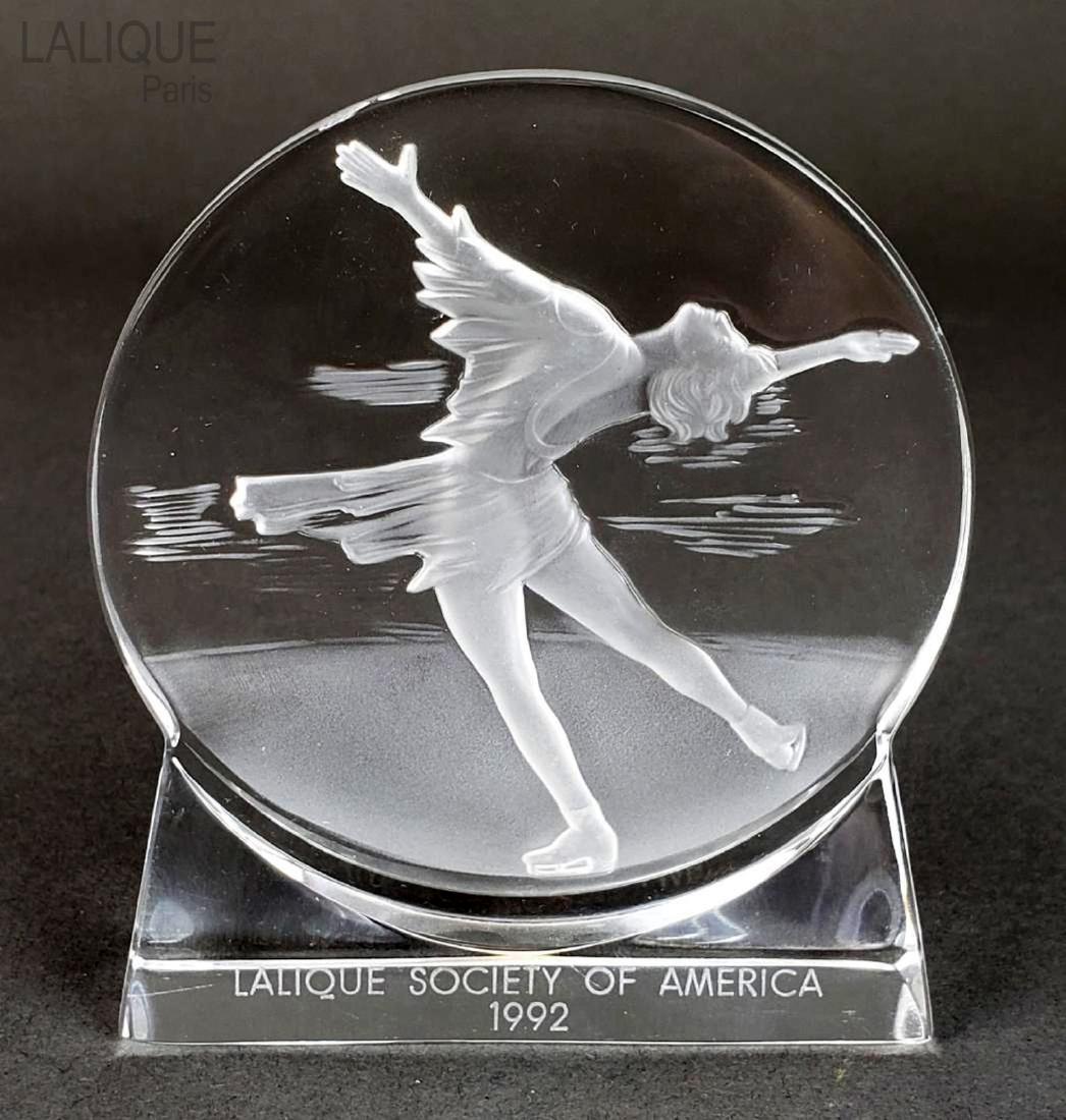 LALIQUE Signed "Skater Lady" Crystal Shelf Figurine (1 of 4)