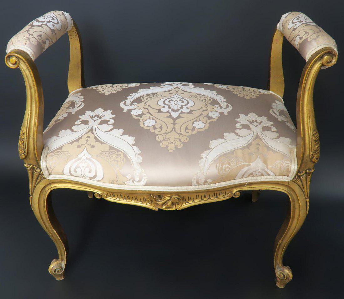 French Louis XVI style Patinated Upholstered Bench (1 of 3)
