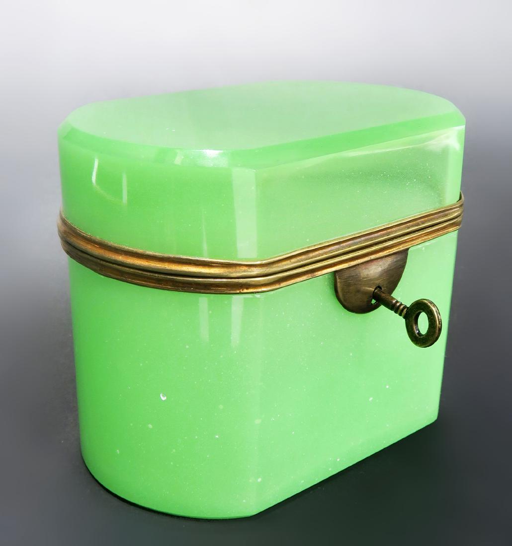 19th C. Green Opaline Box With Key (1 of 4)