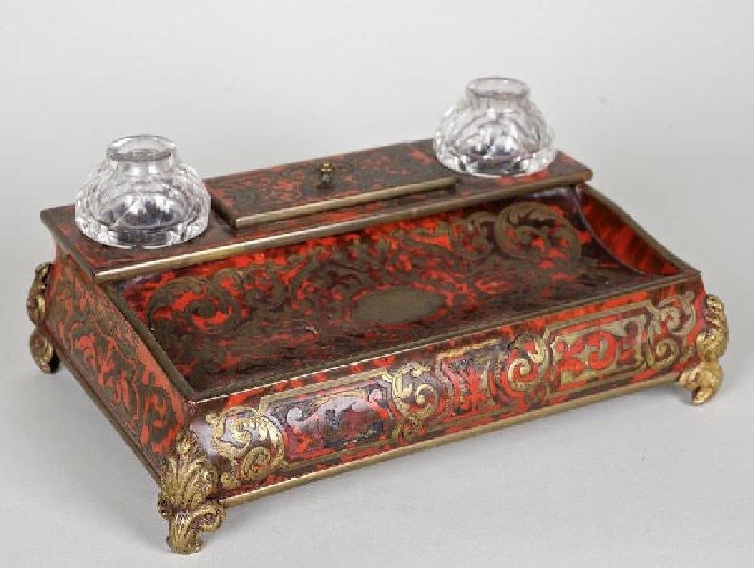 Napoleon III tortoiseshell brass boulle-work encrier (1 of 4)