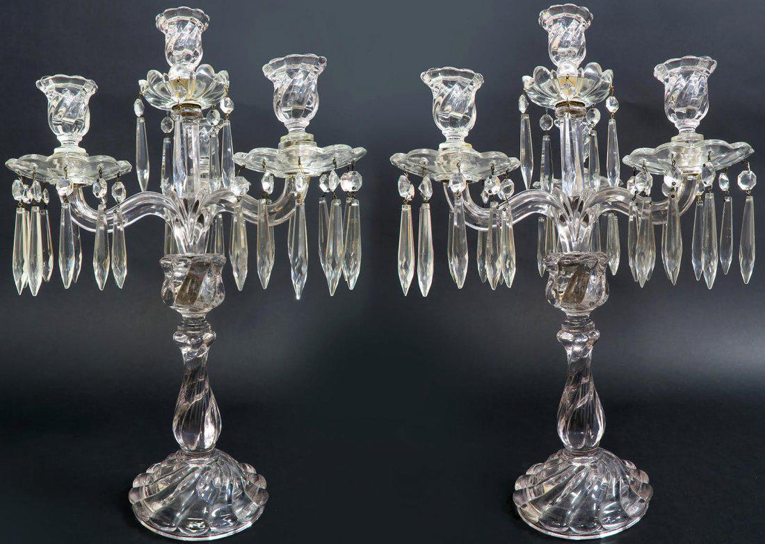 19th C. Pair of Baccarat Style Crystal Candelabras (1 of 3)