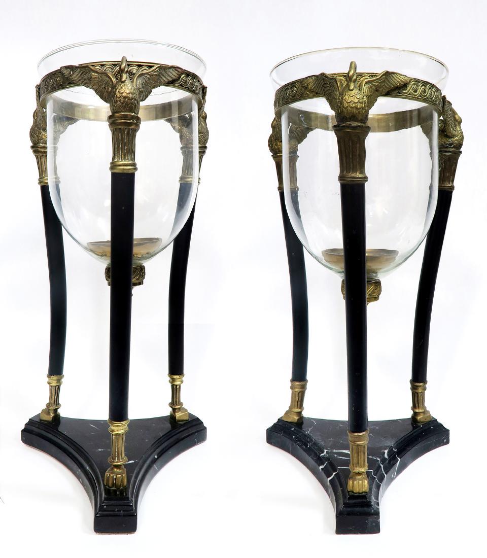 Pair Of Figural Bronze Marble Mounted Glass Jardiniere (1 of 2)