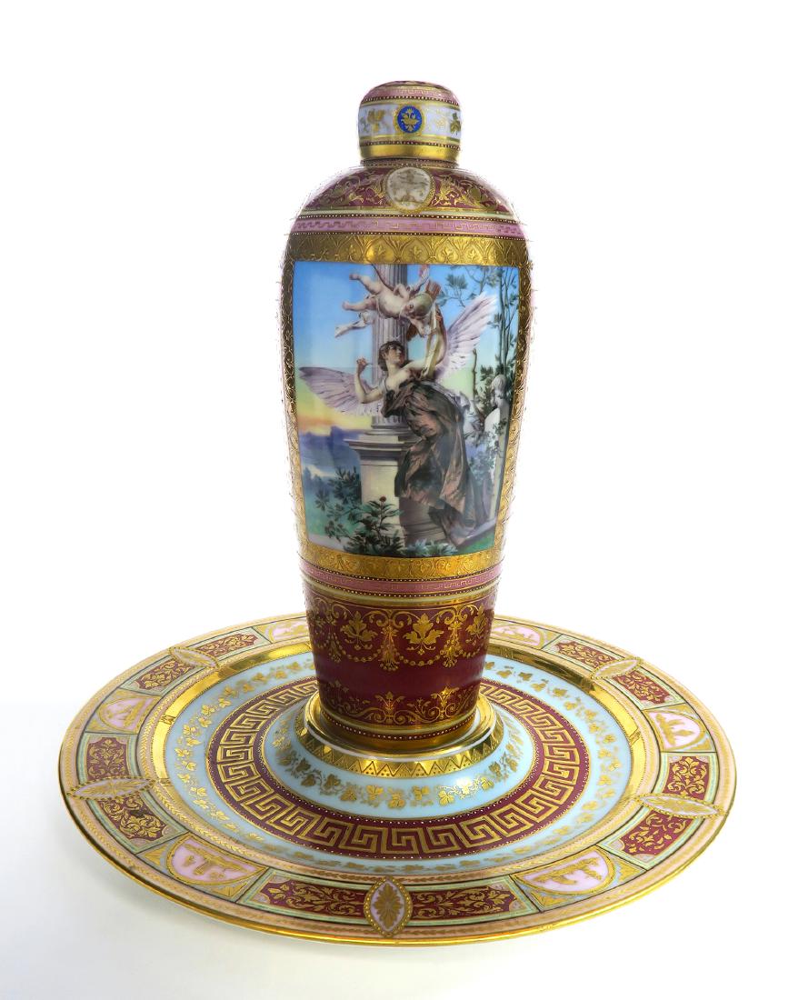 19th C. Royal Vienna Austrian Porcelain Vase On Plate (1 of 6)