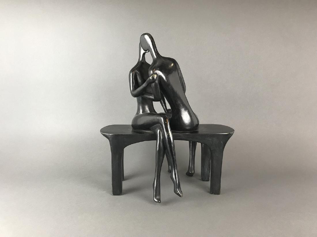 Solid heavy patina-ted Bronze Love Statue by Almanzor (1 of 8)