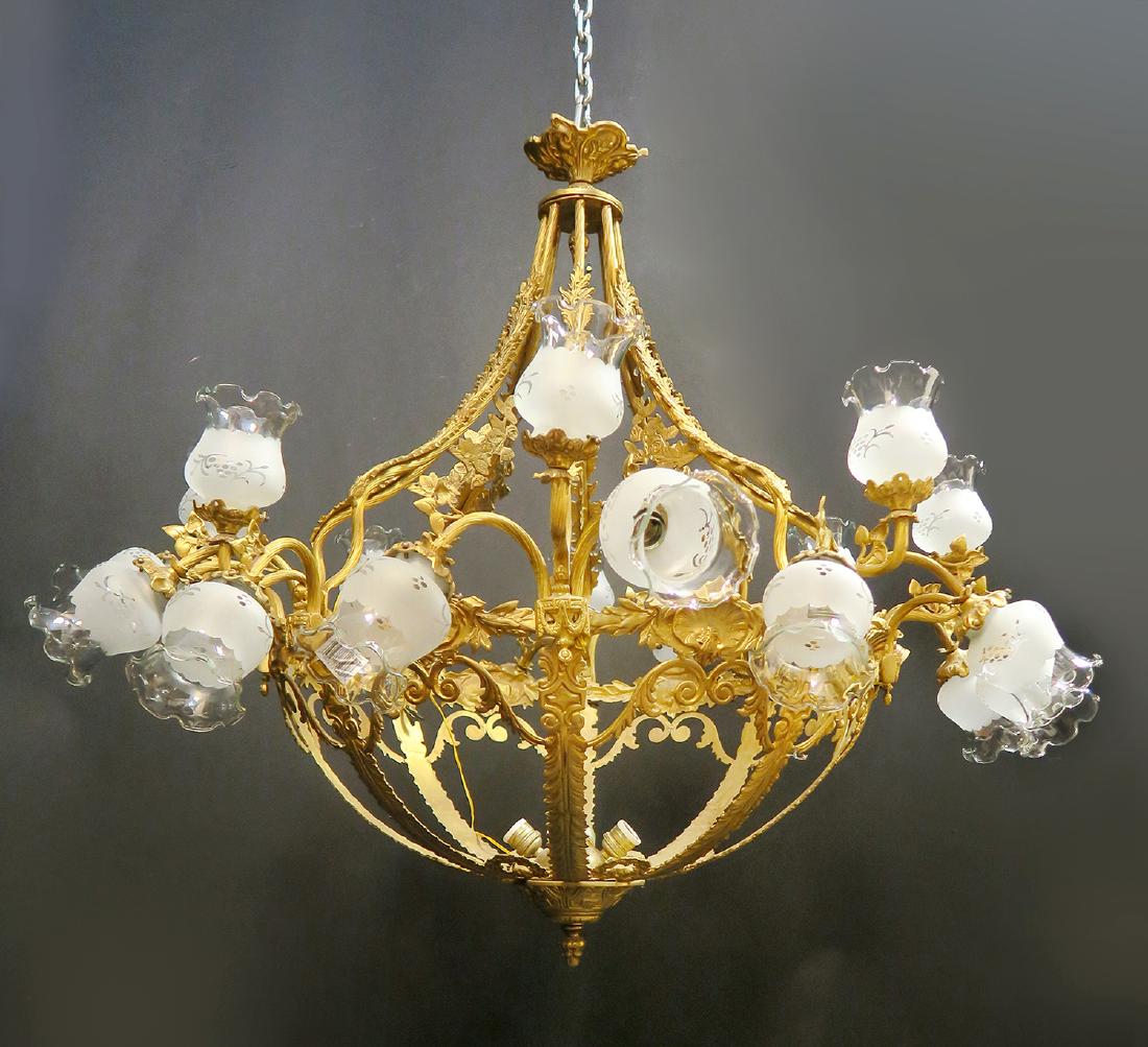 19th C. Large French Bronze Chandelier 27-Light (1 of 1)