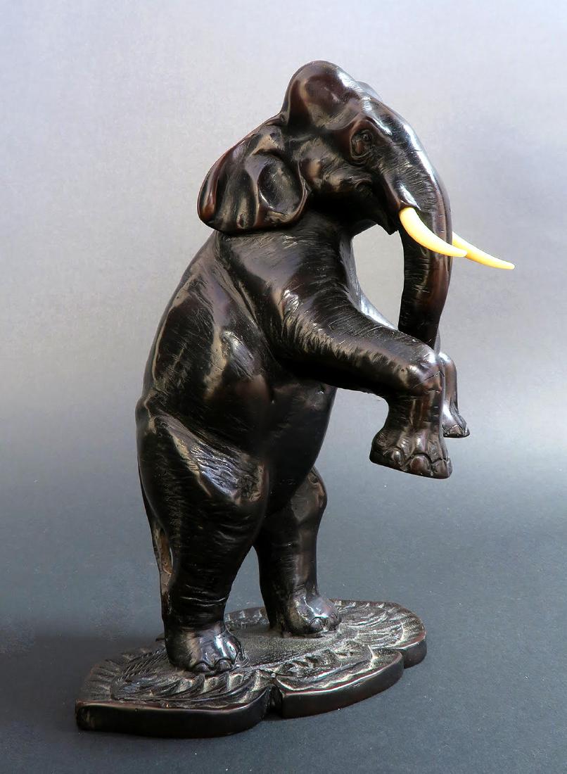 Rare Brown Patina On Marble Elephant Sculpture (1 of 6)