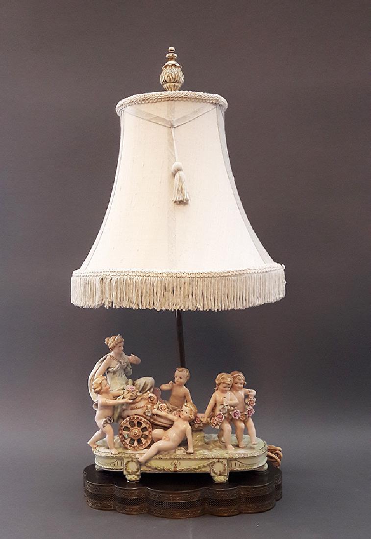 19th C. Venus Chariot Pulling By Putties Porcelain Lamp (1 of 16)