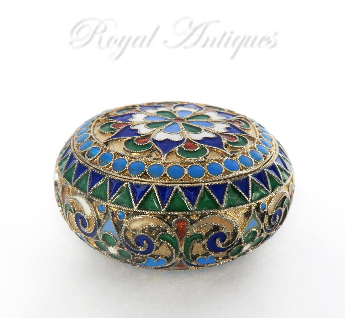 19th C. Russian Silver & Enamel Pill Box (1 of 7)