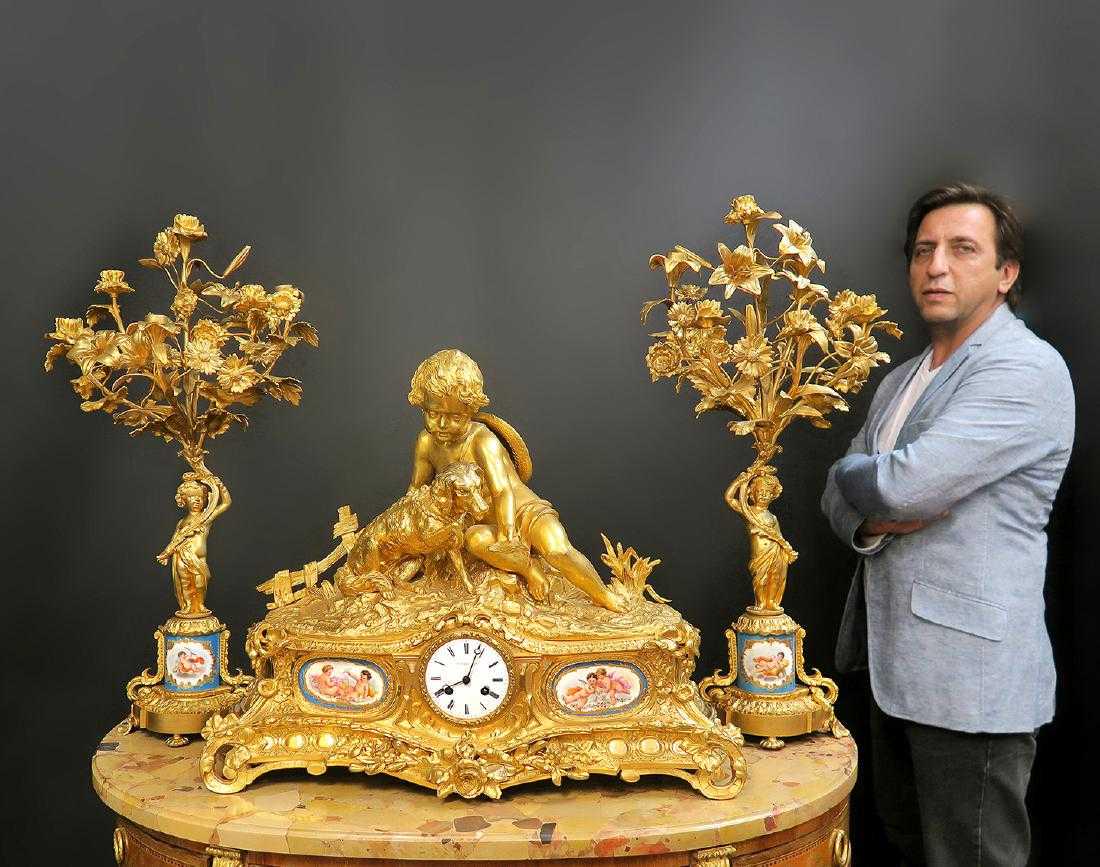 Monumental French Sevres/Bronze Clock Set (1 of 9)