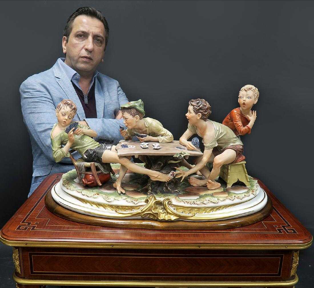 Large "Capodimonte" Group of Children Signed "Merlin" (1 of 1)