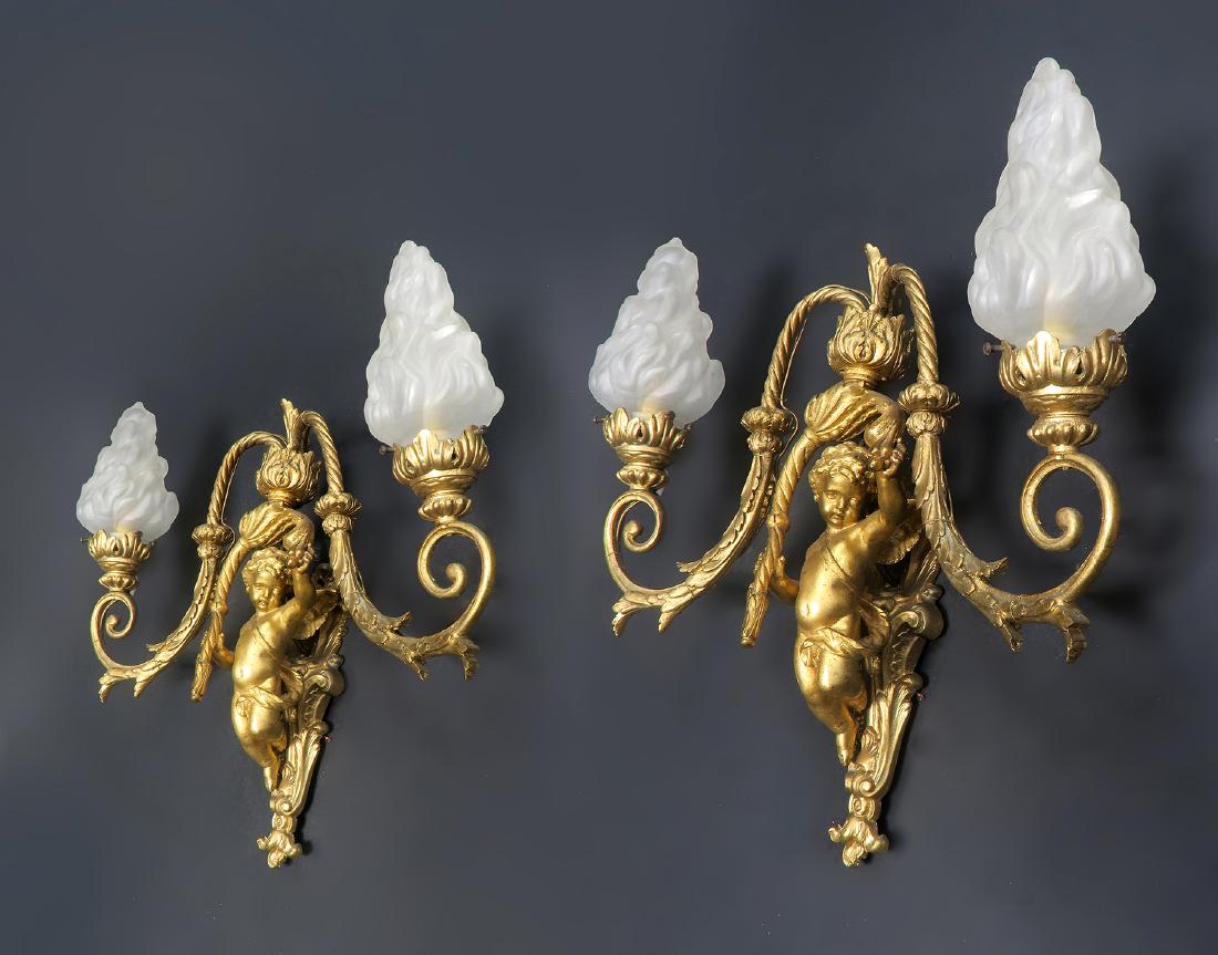 Pair of 19th C. French Figural Bronze Sconces (1 of 5)