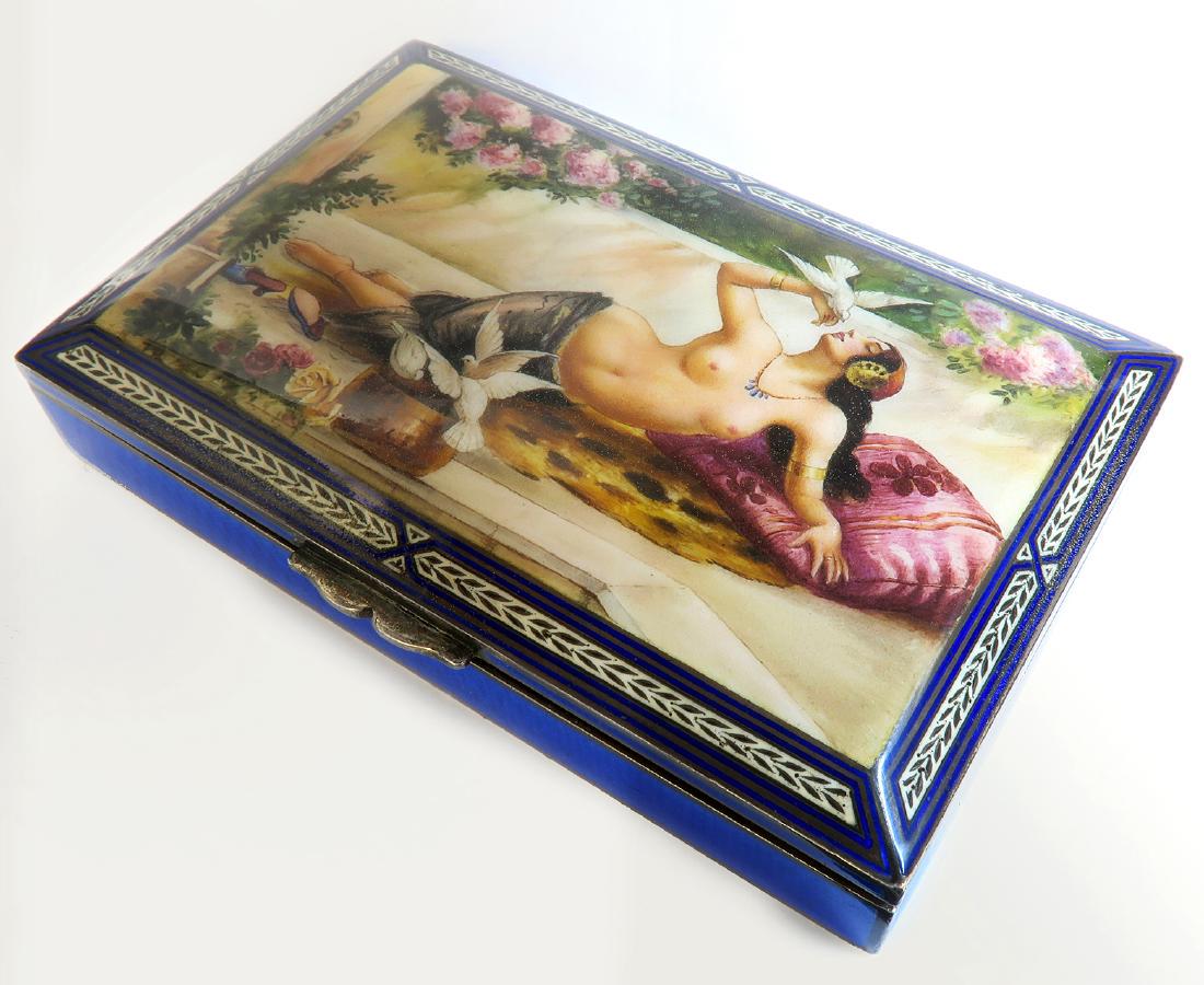 19th C. Russian / French Hand Painted Silver Enamel Box (1 of 8)
