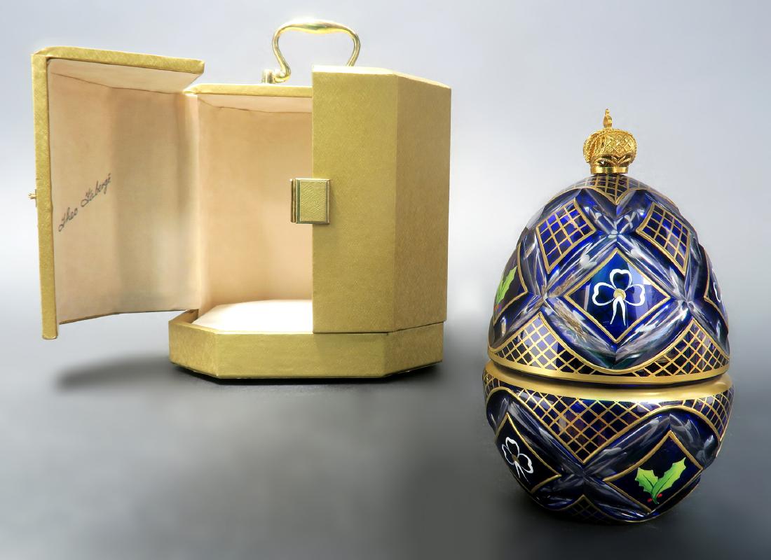 "Theo Faberge" Silver & Crystal Music Box Winter Egg (1 of 6)
