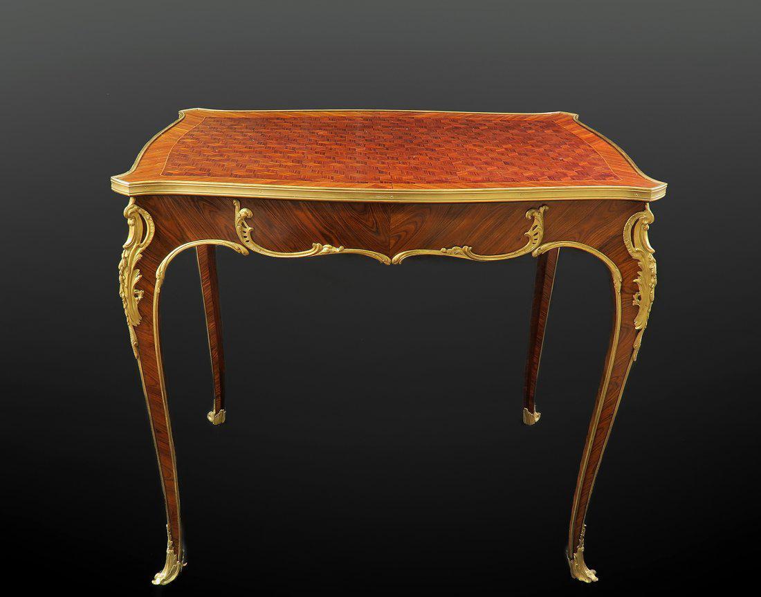 Parquetry Inlaid Bronze Mounted Desk Signed "F. Linke" (1 of 2)