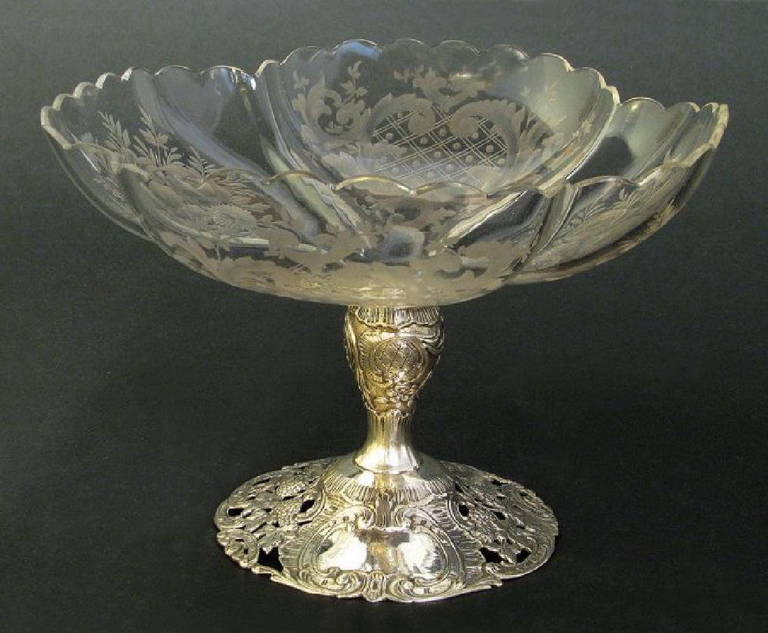 Sterling Silver Mounted Baccarat Etched Glass Tazza (1 of 6)