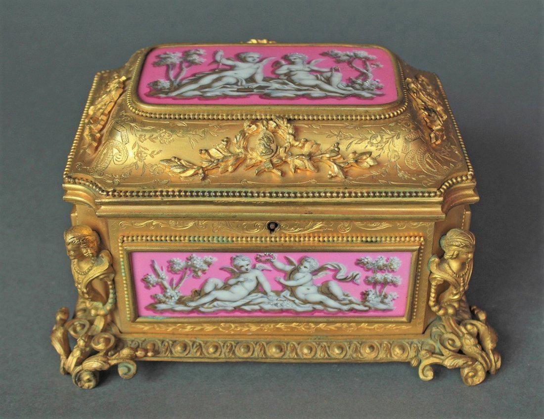 19th C. French Bronze & Sevres Porcelain Jewelry Box (1 of 5)