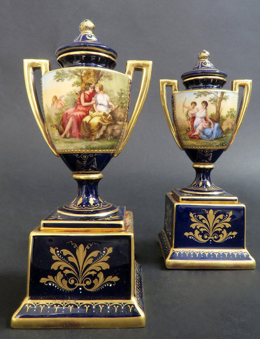 Pair of Hand Painted Royal Vienna Vases (1 of 6)