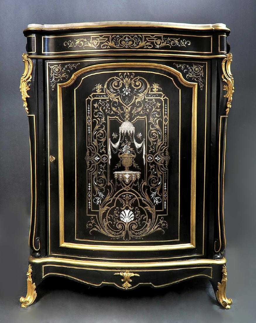 French Hand Painted Bronze Mounted Ebonized Cabinet (1 of 5)