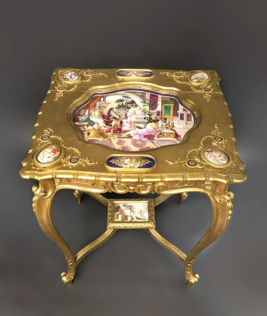 19th C Orientalist Hand Painted Royal Vienna Side Table (1 of 10)