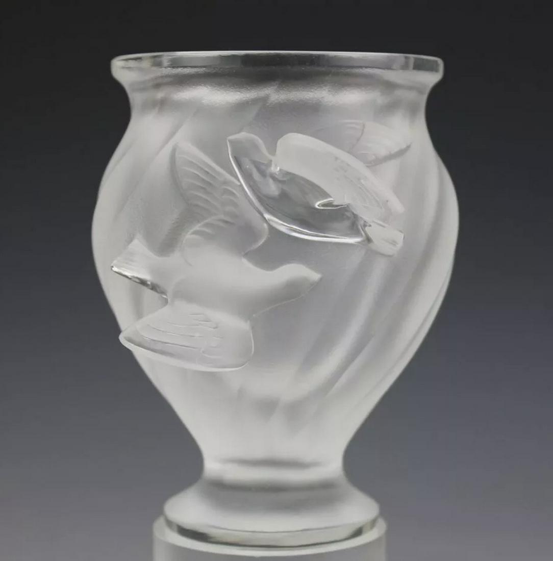 LALIQUE "Rosine" Frosted Crystal Oval Vase (1 of 4)