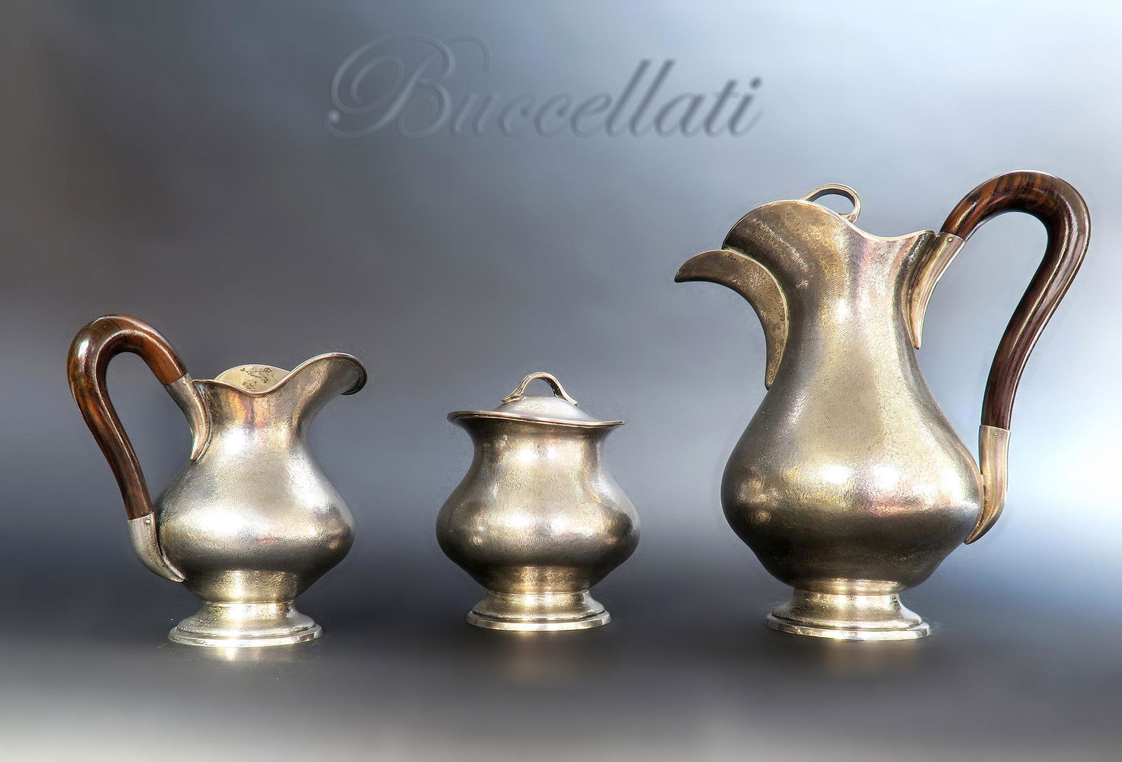 Sterling Silver Hand Hammered \"Buccellati\" Tea Set (1 of 7)
