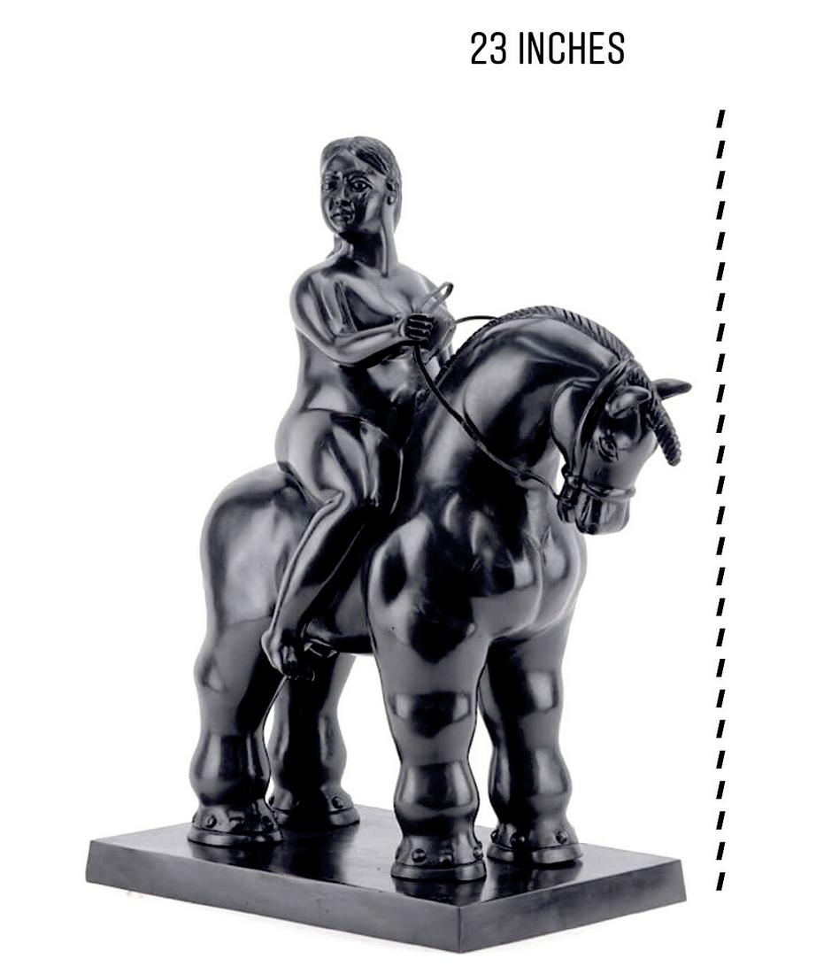 LARGE BOTERO WOMEN ON HORSE BRONZE SCULPTURE, SIGNED (1 of 3)