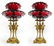 Pair of French Figural Bronze & Ruby Baccarat Compotes - 2