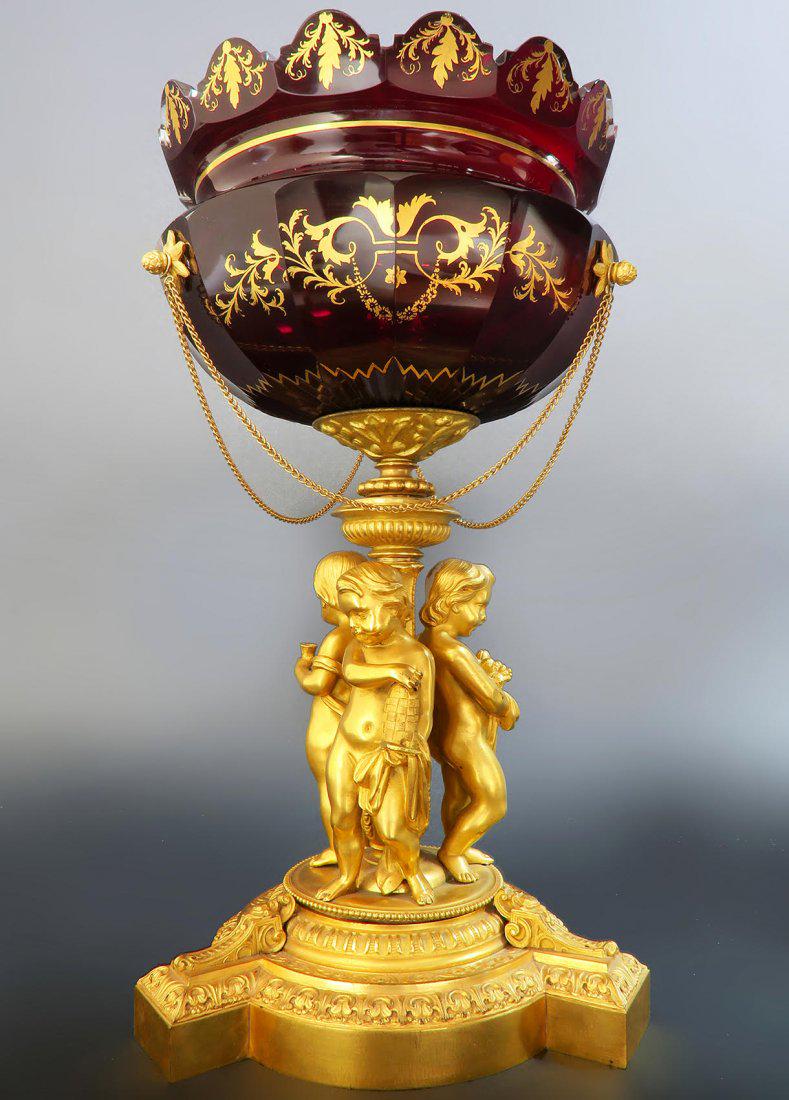 French Figural Bronze & Baccarat Crystal Centerpiece (1 of 4)