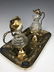 French Jeweled Hand Engraved Gilt Silver Cruet Set - 2