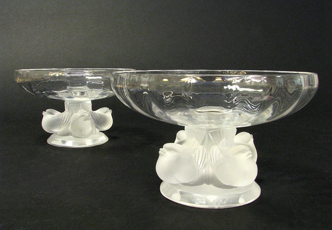 Pair Lalique Bird Coupes (1 of 8)