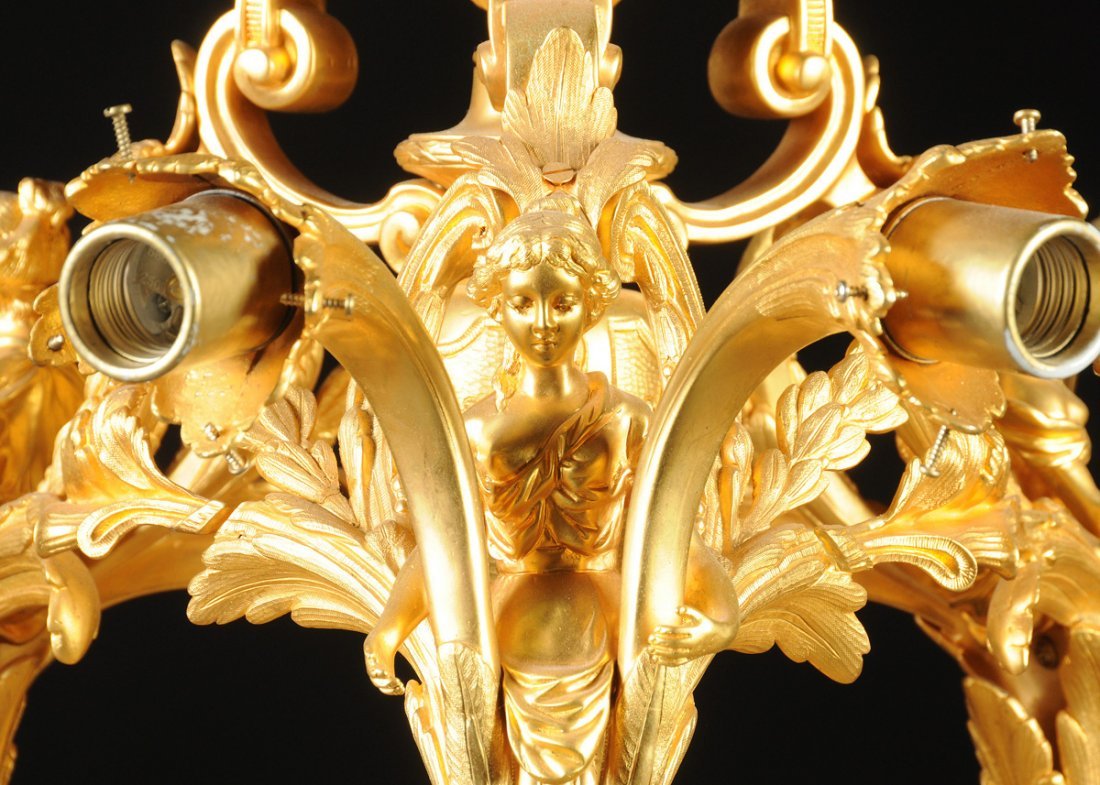 A NAPOLEON III FIGURAL GILT BRONZE NINE-LIGHT (1 of 8)