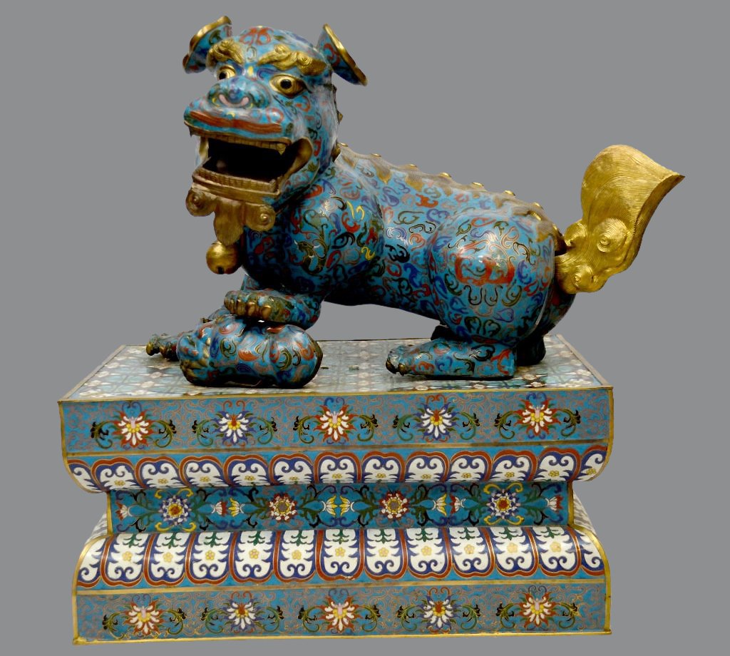 Large Chinese Cloisonne Foo Dog Figure (1 of 6)