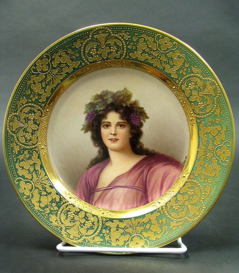 19th C. Hand Painted Dresden Portrait Plate (1 of 4)