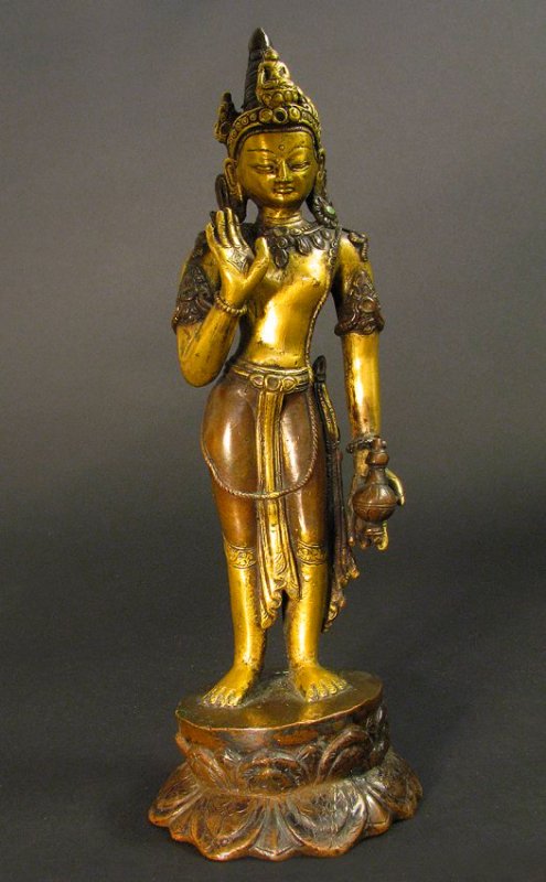 Gilt Bronze standing Buddha Statue (1 of 9)