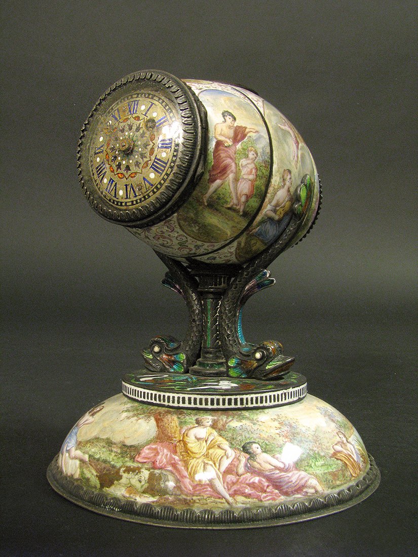 19th C. Viennese Enamel Miniature Clock (1 of 4)
