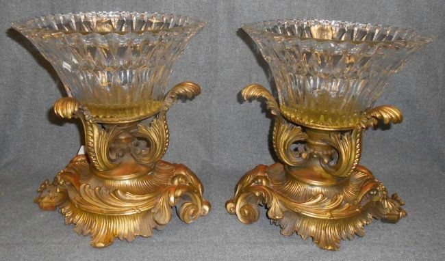Pair of Bronze and Crystal Bowl Baccarat Quality (1 of 4)