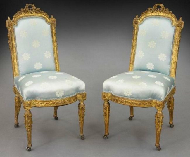 Pair of 19th C. Chairs attributed to F. Linke (1 of 6)